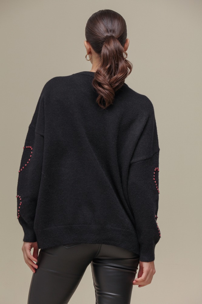 9036652 - Blusa Tricô Detalhe Corações PRETO 9036652 - Blusa Tricô Detalhe Corações PRETO