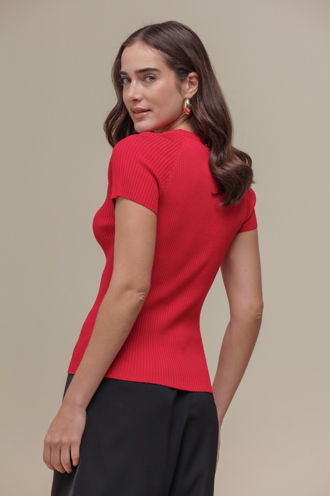9036660 - Blusa Tricô Detalhe Orgânico VERMELHO 9036660 - Blusa Tricô Detalhe Orgânico VERMELHO