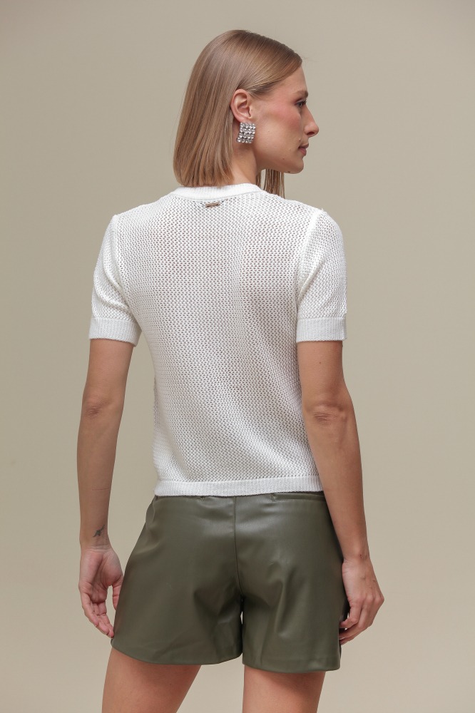 9036318 - Blusa Tricô Detalhe Paetê OFF-WHITE 9036318 - Blusa Tricô Detalhe Paetê OFF-WHITE