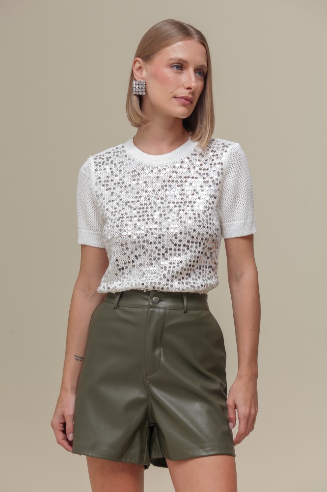 9036318 - Blusa Tricô Detalhe Paetê OFF-WHITE 9036318 - Blusa Tricô Detalhe Paetê OFF-WHITE