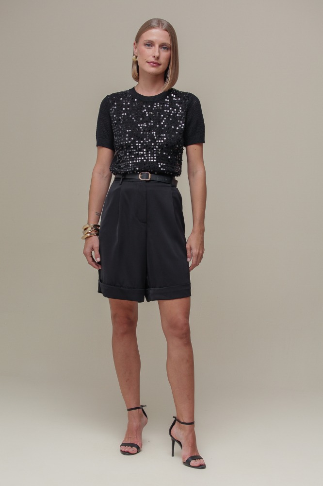 9036318 - Blusa Tricô Detalhe Paetê PRETO 9036318 - Blusa Tricô Detalhe Paetê PRETO