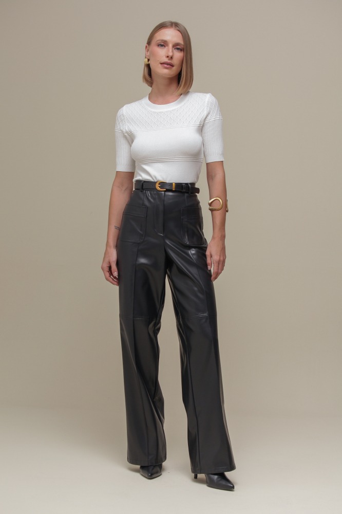 9036544 - Blusa Tricô Detalhes Trama OFF-WHITE 9036544 - Blusa Tricô Detalhes Trama OFF-WHITE