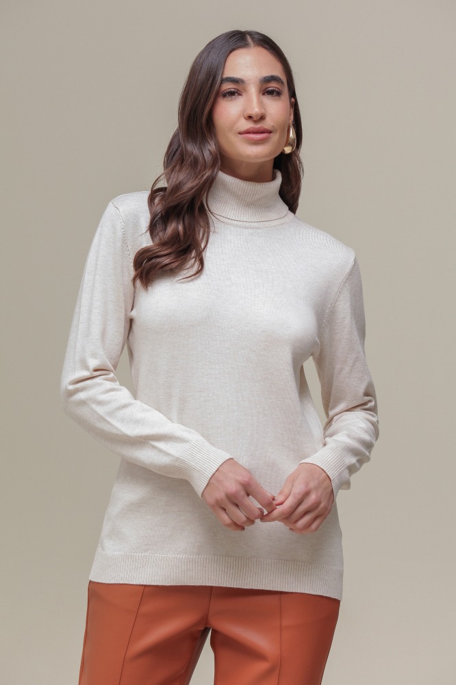 Blusa Tricô Gola Alta AREIA Blusa Tricô Gola Alta AREIA
