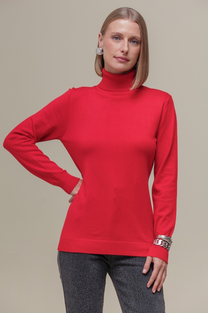 Blusa Tricô Gola Alta VERMELHO Blusa Tricô Gola Alta VERMELHO