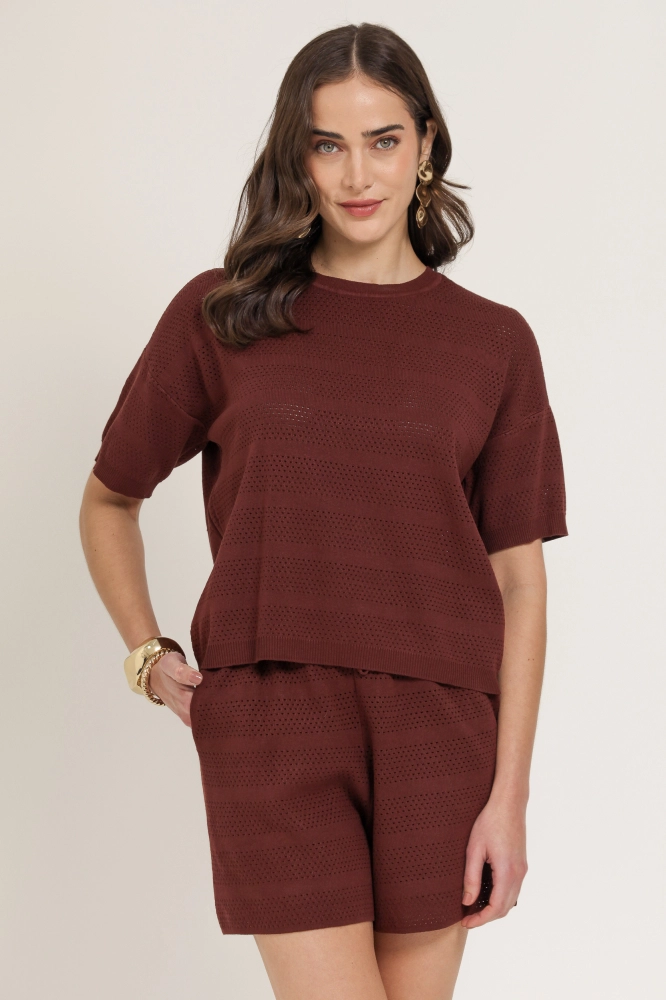 9037230 - Blusa Tricô MARROM