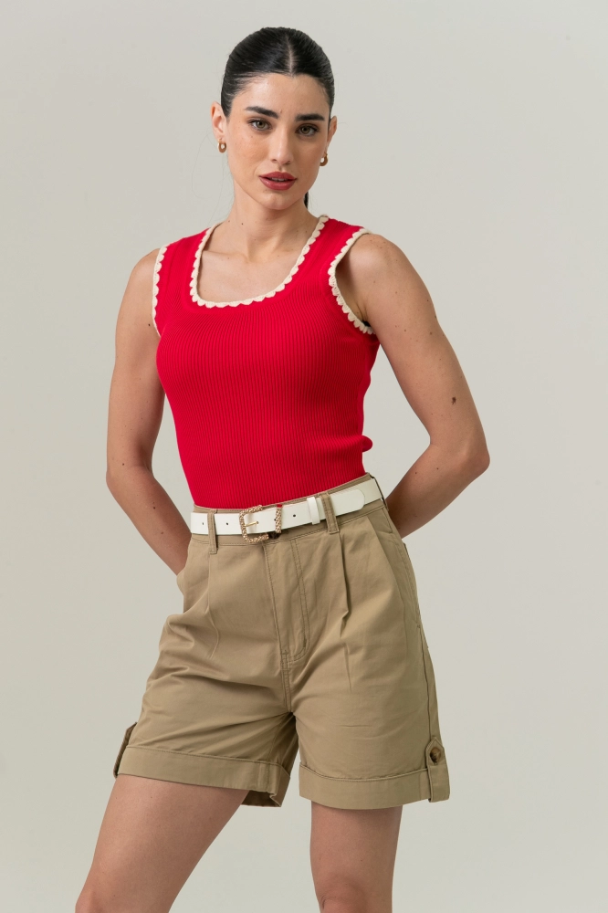 9038845 - Blusa Tricot Bordados Cava E Decote VERMELHO 9038845 - Blusa Tricot Bordados Cava E Decote VERMELHO - Imagem 1