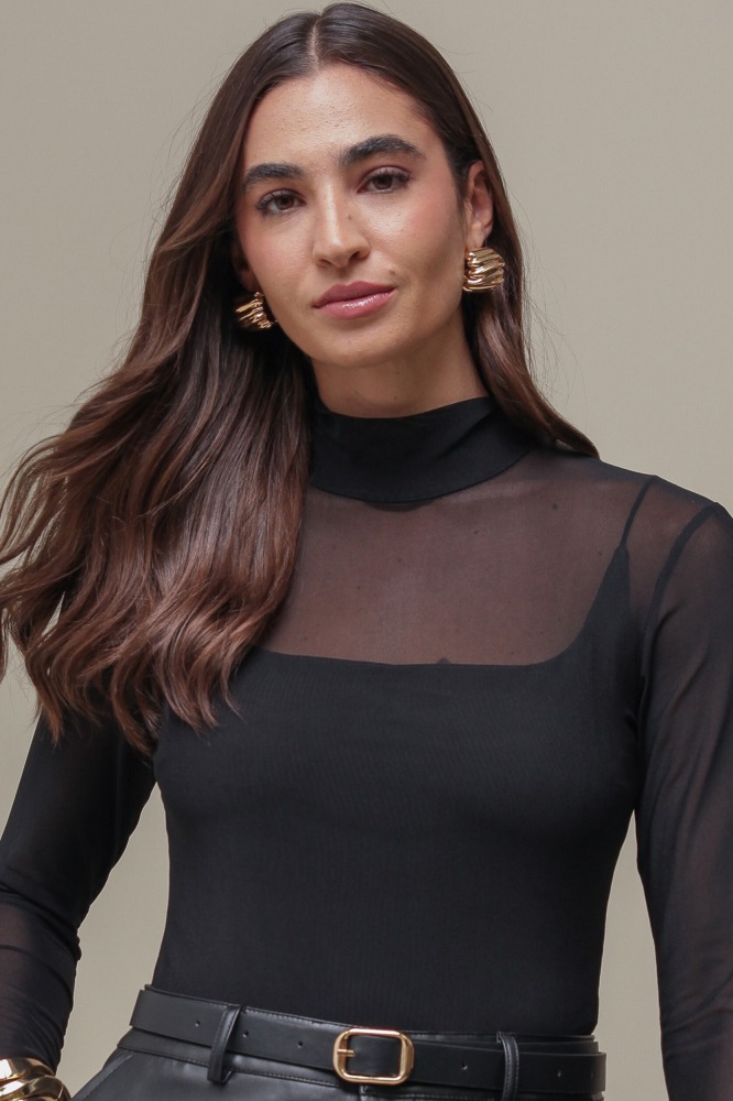 9036470 - Body Tule Gola Alta PRETO 9036470 - Body Tule Gola Alta PRETO