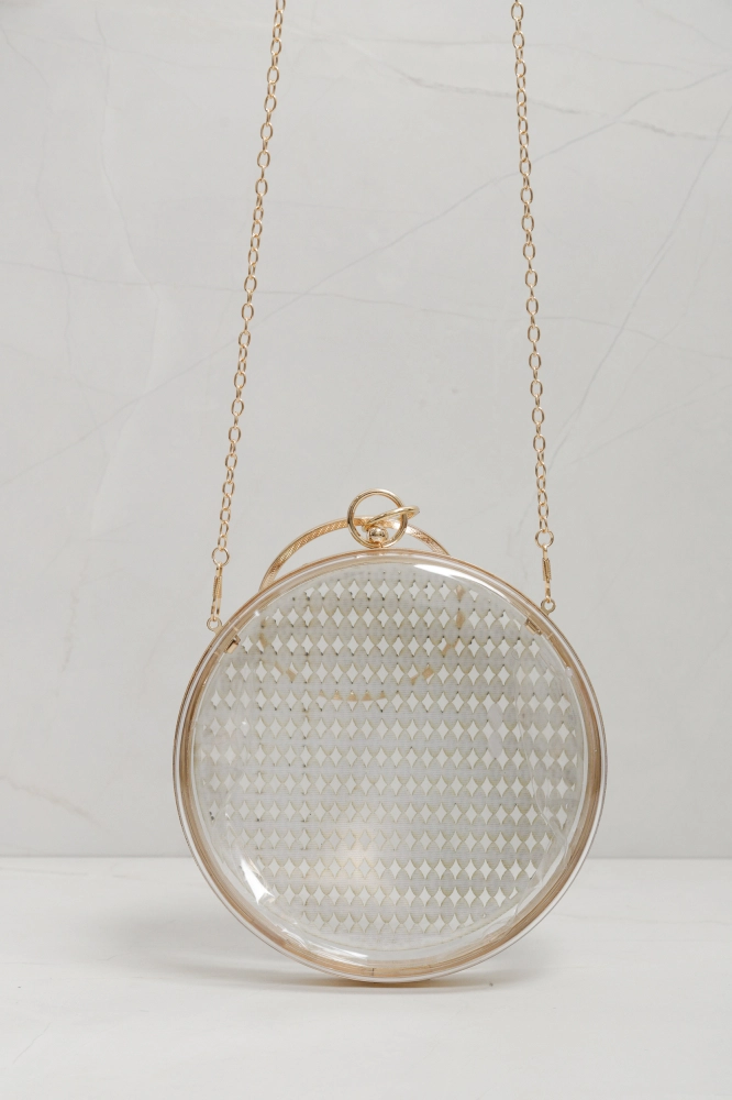 9035832 - Bolsa Clutch Redonda Alça Argola  PRATA - Imagem 1
