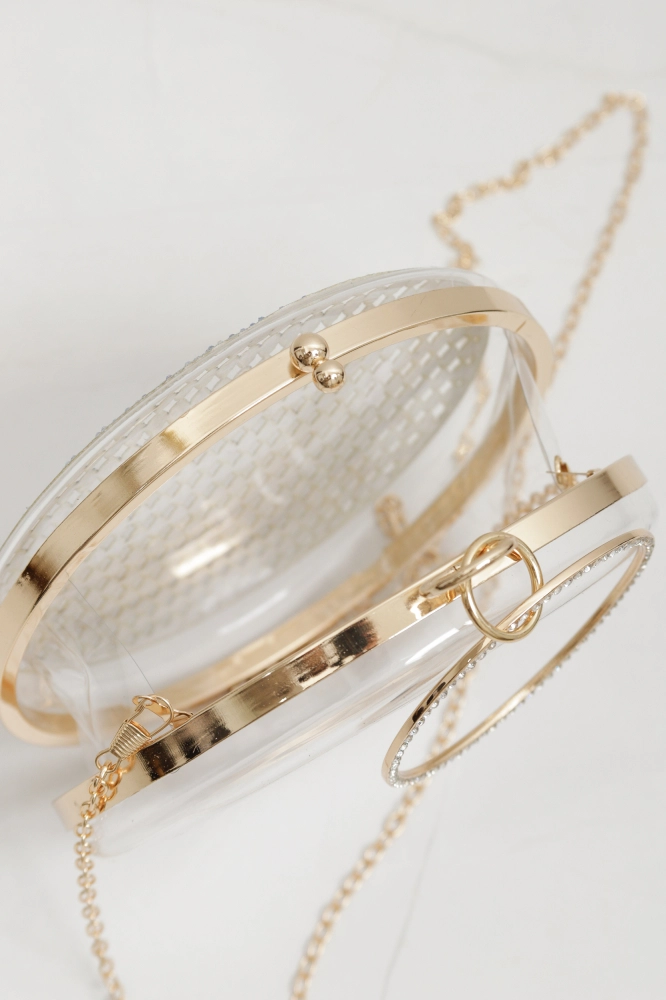 9035832 - Bolsa Clutch Redonda Alça Argola  PRATA - Imagem 2