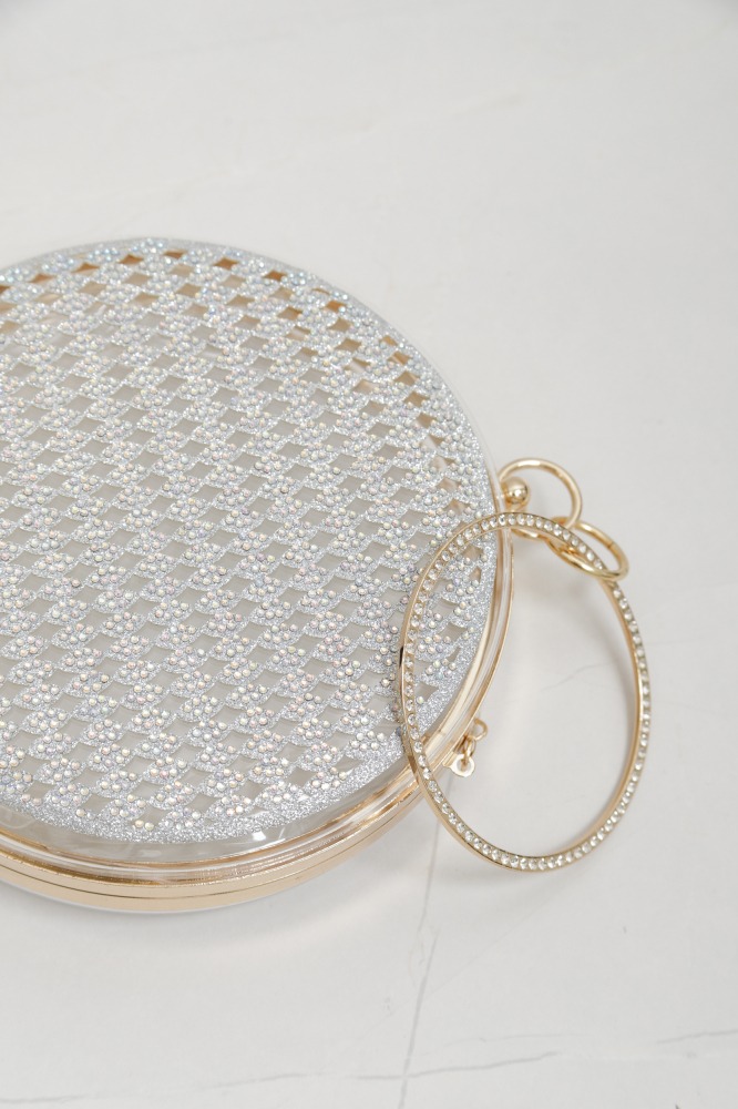 9035832 - Bolsa Clutch Redonda Alça Argola PRATA 9035832 - Bolsa Clutch Redonda Alça Argola PRATA