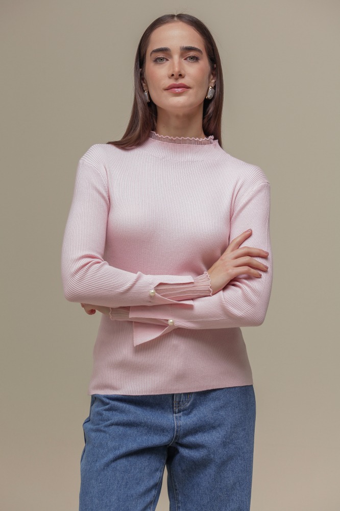 9036655 - Cacharrel de Tricô com Detalhe em Tule ROSA 9036655 - Cacharrel de Tricô com Detalhe em Tule ROSA