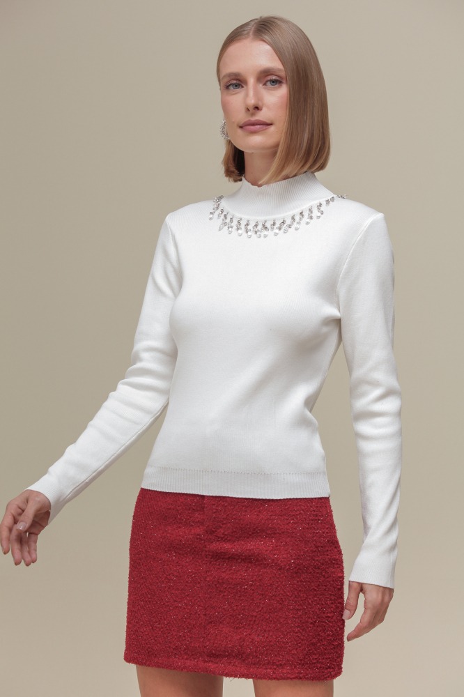 9036571 - Cacharrel Tricô Detalhe Bordado OFF-WHITE 9036571 - Cacharrel Tricô Detalhe Bordado OFF-WHITE