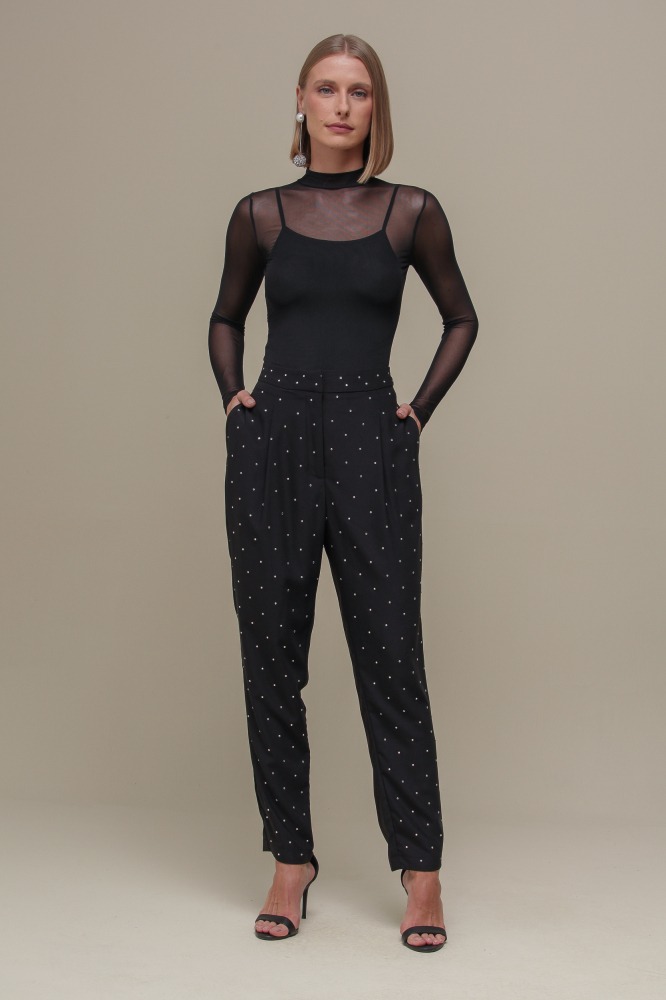 9036328 - Calça Alfaiataria Brilhos PRETO 9036328 - Calça Alfaiataria Brilhos PRETO