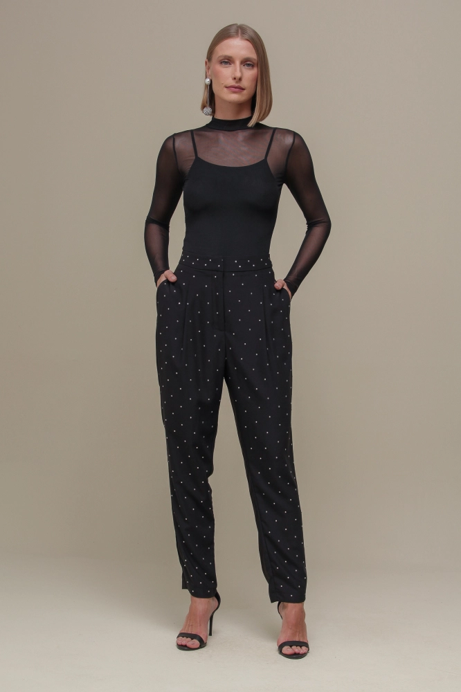 9036328 - Calça Alfaiataria Brilhos PRETO