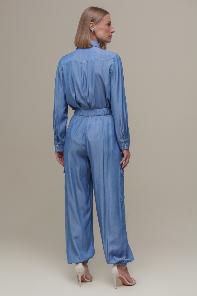 9036754 - Calça Cargo Chambray AZUL CLARO 