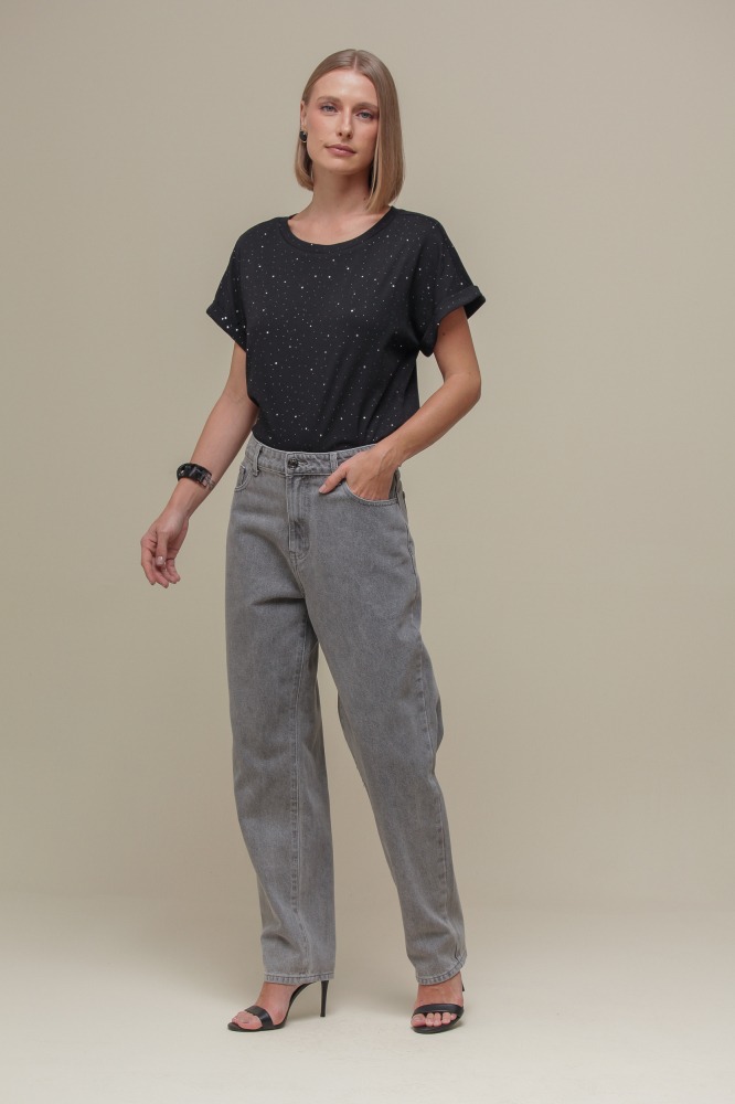 Calça Jeans Reta MESCLA ESCURO Calça Jeans Reta MESCLA ESCURO