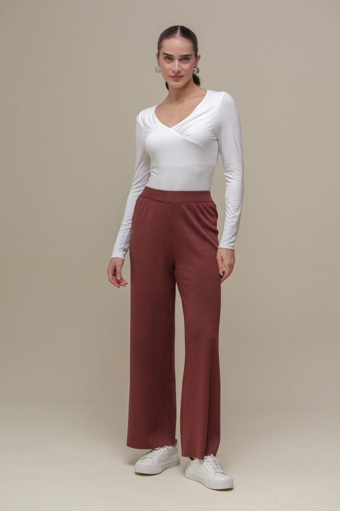 9036313 - Calça Pantacourt Tricô Básica MARROM