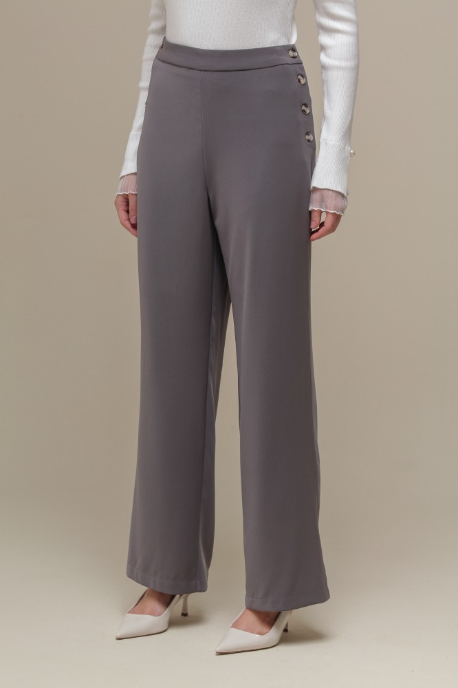 9036256 - Calça Reta Alfaiataria Botões CINZA
