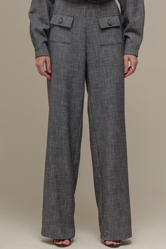 9036385 - Calça Reta Tweed Botões PRETO 9036385 - Calça Reta Tweed Botões PRETO