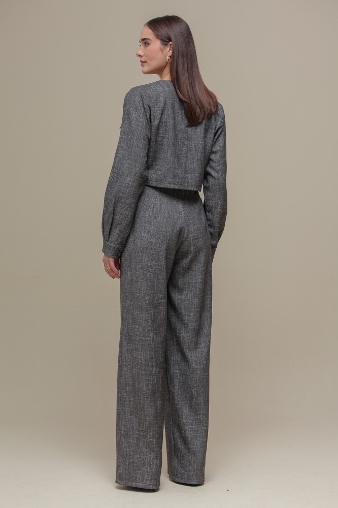 9036385 - Calça Reta Tweed Botões PRETO 9036385 - Calça Reta Tweed Botões PRETO