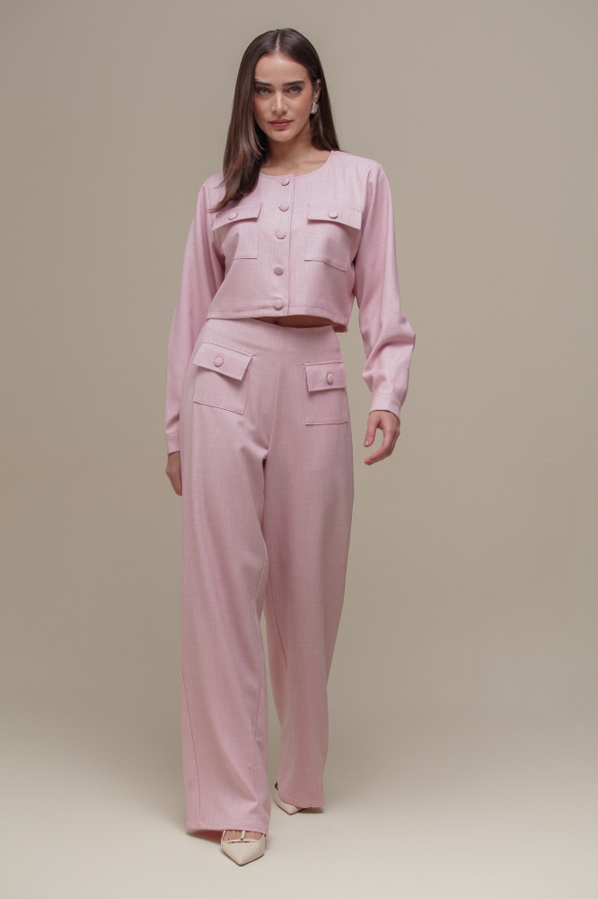 9036385 - Calça Reta Tweed Botões ROSA 9036385 - Calça Reta Tweed Botões ROSA