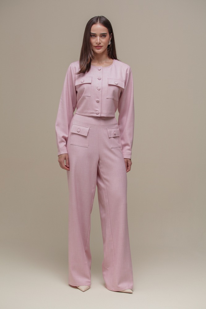 9036385 - Calça Reta Tweed Botões ROSA 9036385 - Calça Reta Tweed Botões ROSA