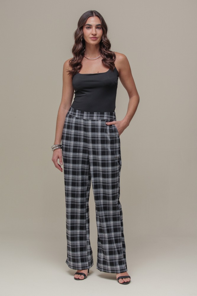 9035255 - Calça Xadrez Reta PRETO 9035255 - Calça Xadrez Reta PRETO