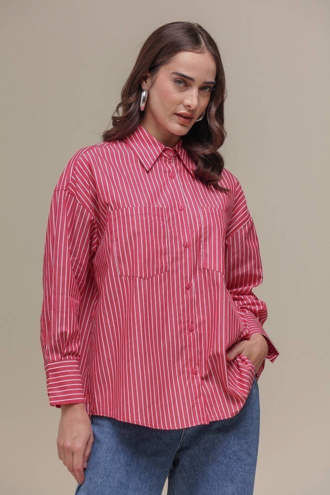 9036702 - Camisa Basic Over Listras VERMELHO 9036702 - Camisa Basic Over Listras VERMELHO