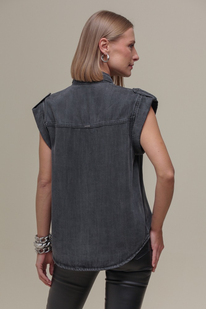 9036529 - Camisa Chambray Social Manga Curta CINZA 9036529 - Camisa Chambray Social Manga Curta CINZA