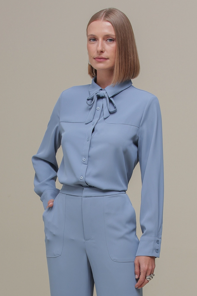 9036384 - Camisa Social Amarração Gola AZUL