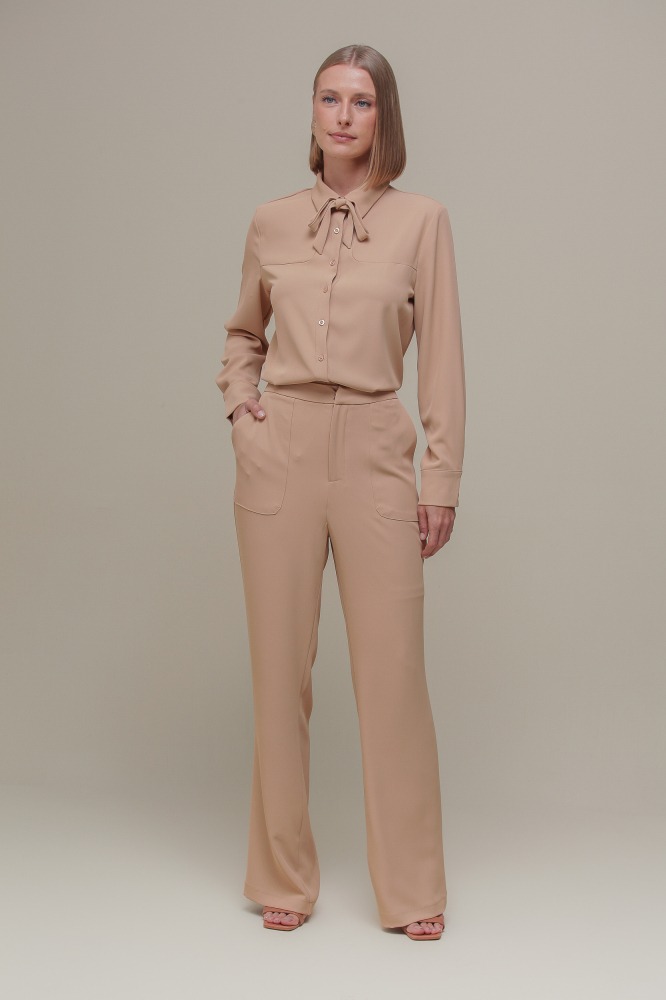 9036384 - Camisa Social Amarração Gola CAMEL 9036384 - Camisa Social Amarração Gola CAMEL