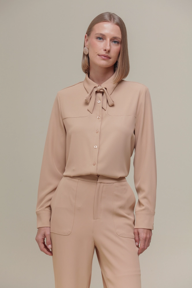 9036384 - Camisa Social Amarração Gola CAMEL