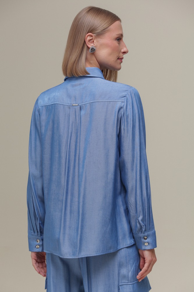 9036756 - Camisa Social Chambray AZUL CLARO 