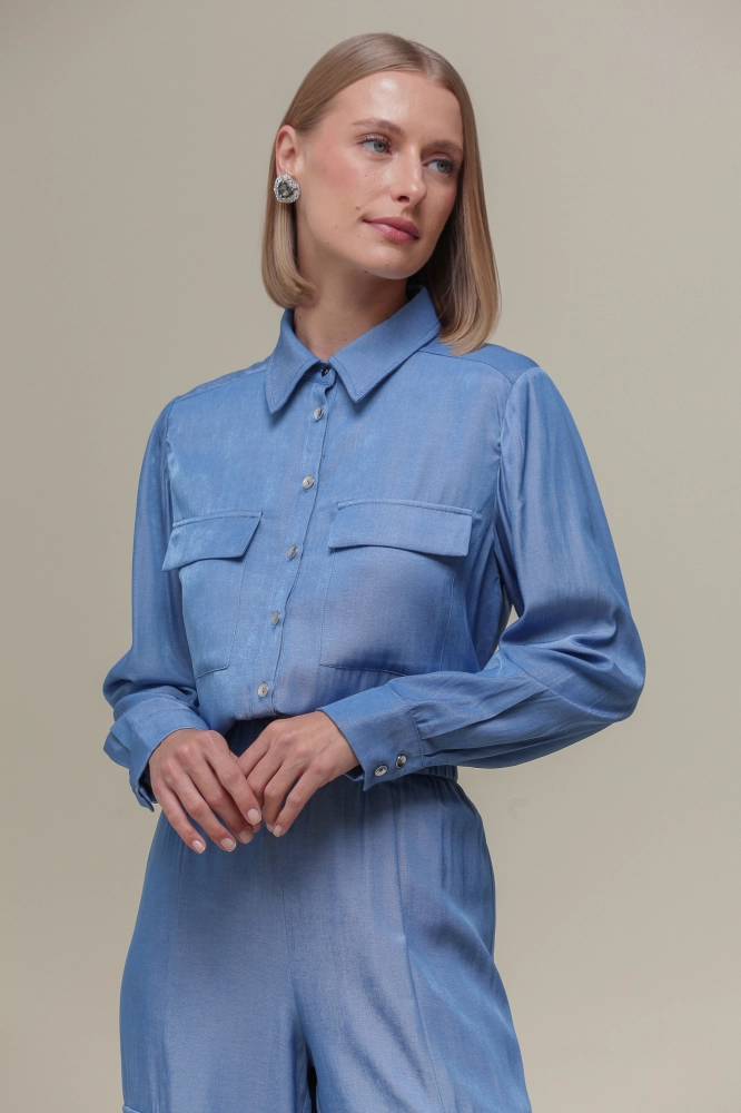 9036756 - Camisa Social Chambray AZUL CLARO 