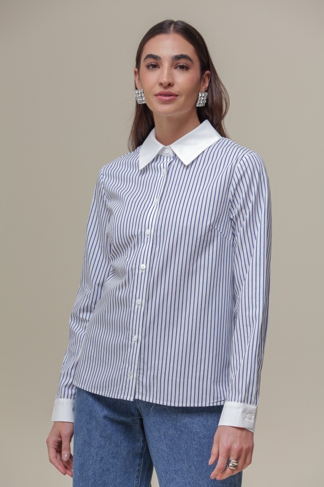 9036671 - Camisa Tricoline Listras AZUL 9036671 - Camisa Tricoline Listras AZUL