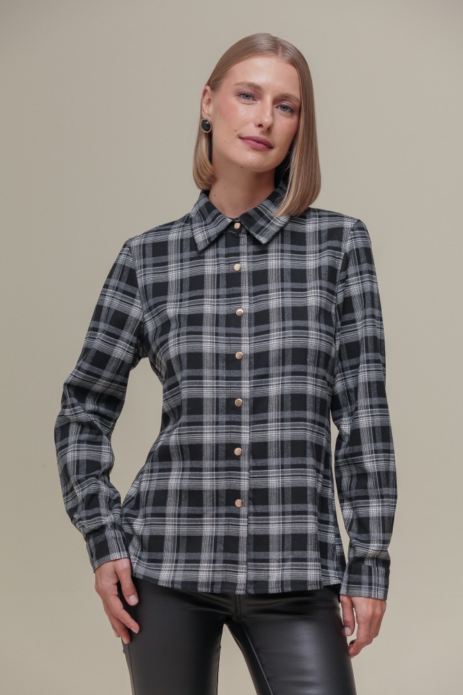 9035254 - Camisa Xadrez Manga Longa PRETO 9035254 - Camisa Xadrez Manga Longa PRETO