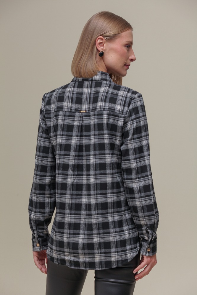 9035254 - Camisa Xadrez Manga Longa PRETO 9035254 - Camisa Xadrez Manga Longa PRETO