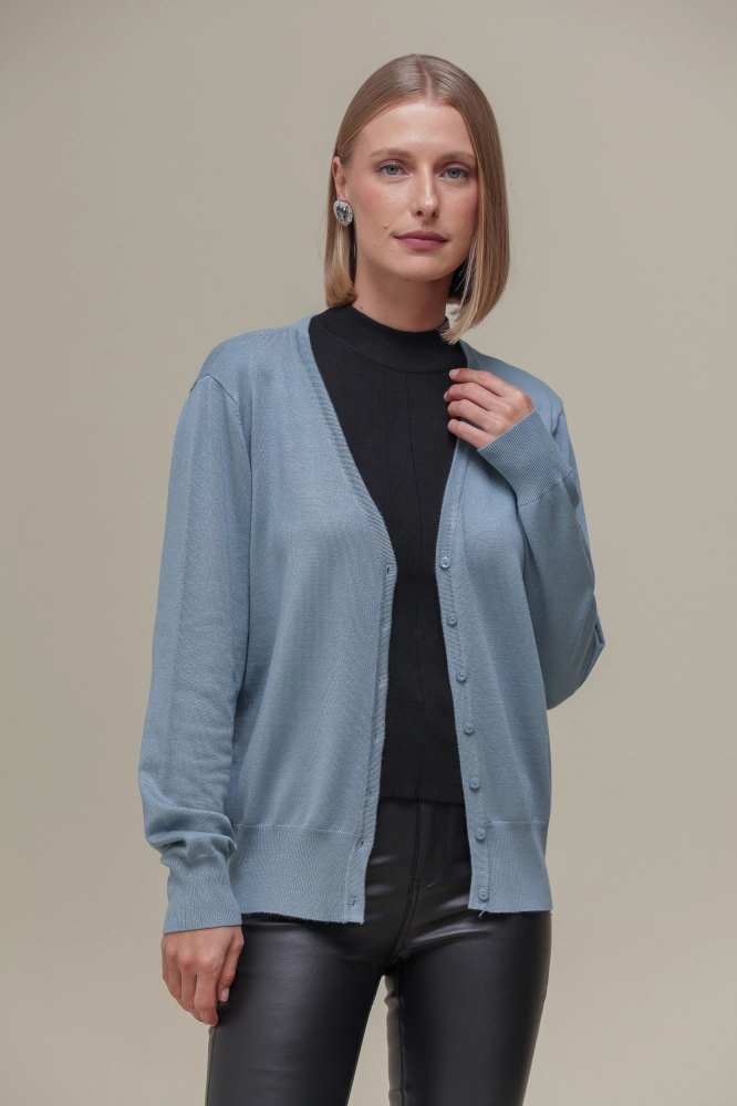 9037082 - Cardigan Decote V  AZUL