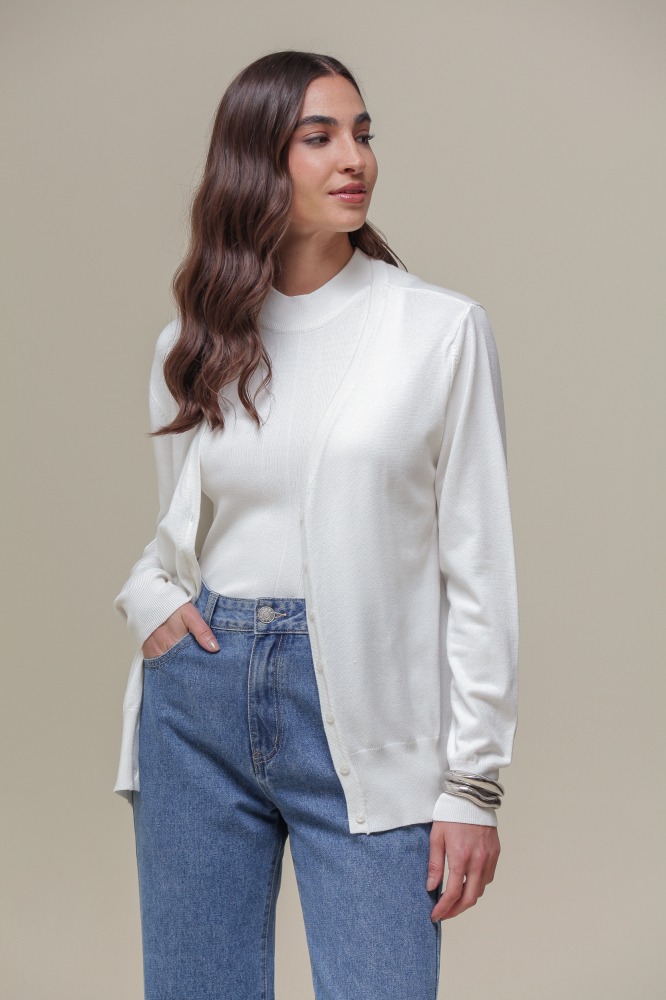 9037082 - Cardigan Decote V BRANCO 9037082 - Cardigan Decote V BRANCO