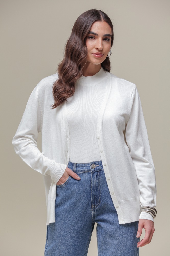 9037082 - Cardigan Decote V BRANCO 9037082 - Cardigan Decote V BRANCO
