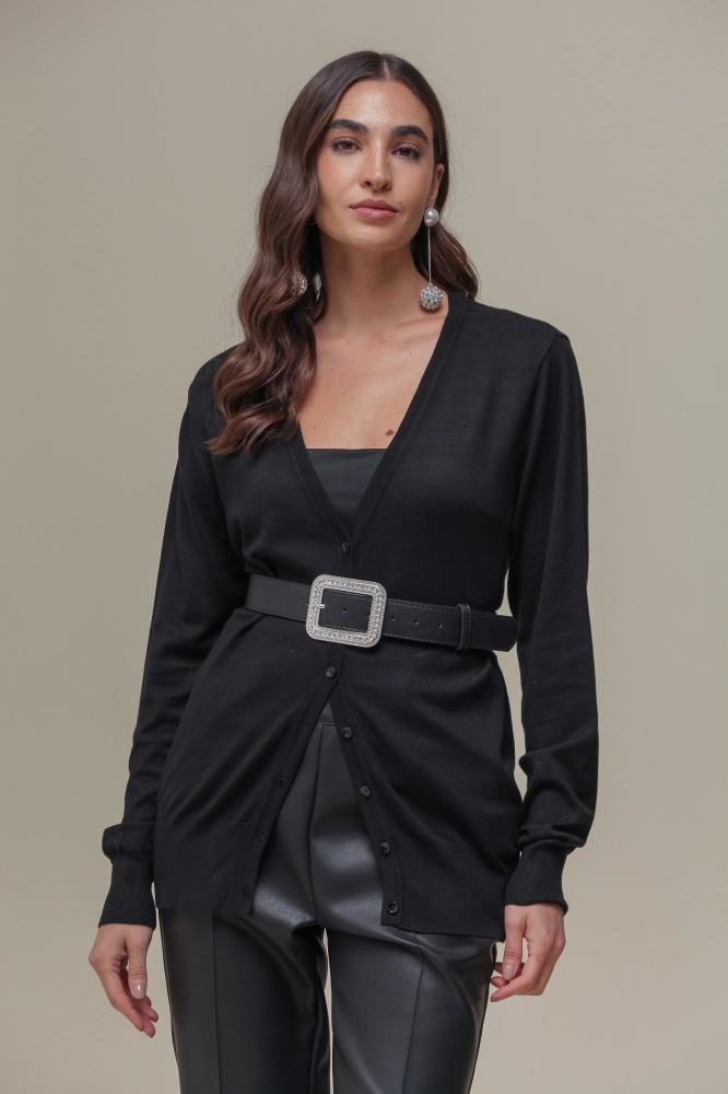 9037082 - Cardigan Decote V  PRETO