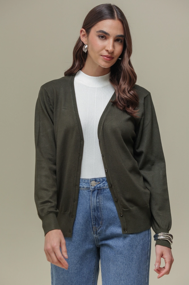 9037082 - Cardigan Decote V  VERDE 