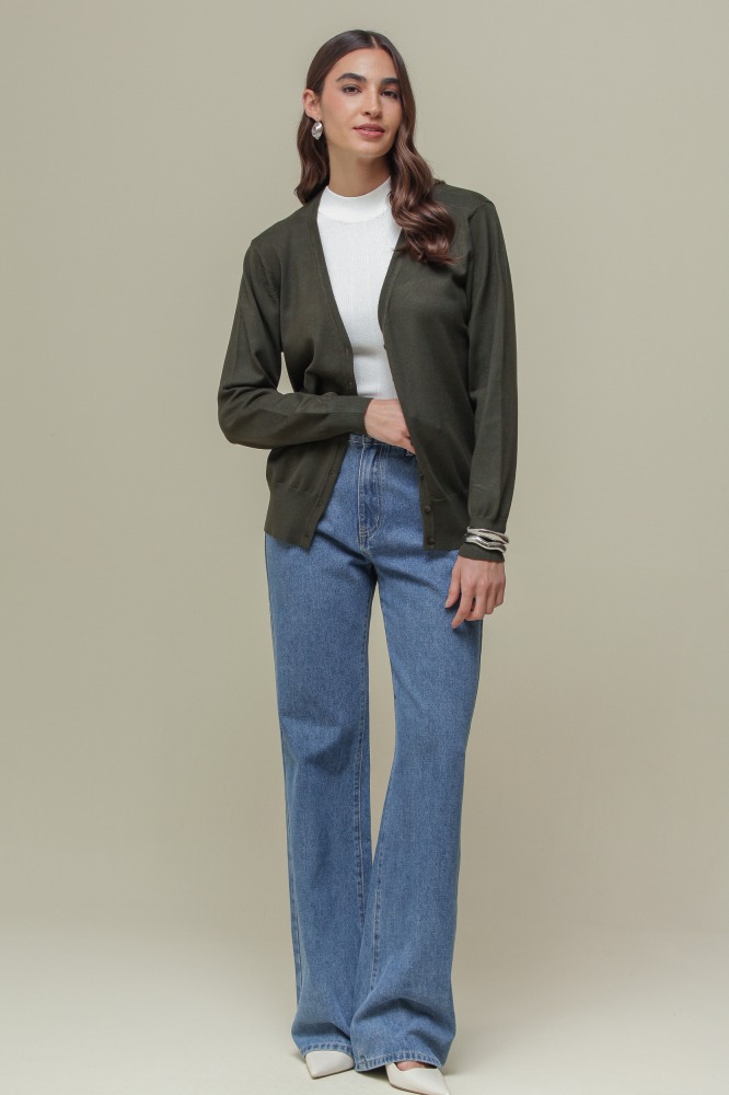 9037082 - Cardigan Decote V  VERDE 