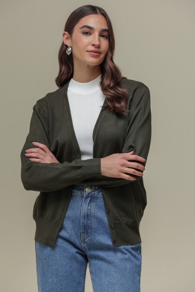 9037082 - Cardigan Decote V  VERDE 