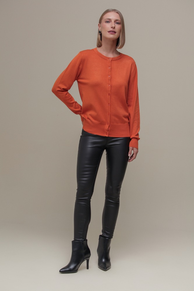 9037081 - Cardigan Gola Redonda LARANJA 9037081 - Cardigan Gola Redonda LARANJA