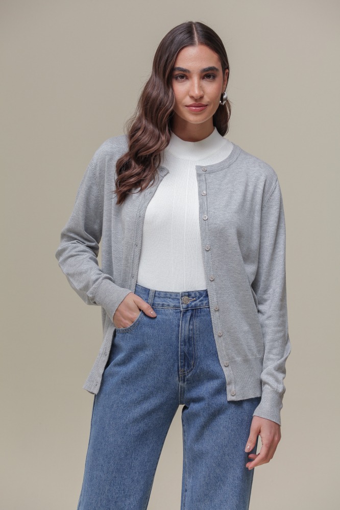9037081- Cardigan Gola Redonda MESCLA 9037081- Cardigan Gola Redonda MESCLA