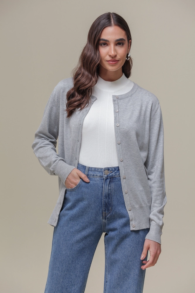 9037081- Cardigan Gola Redonda MESCLA