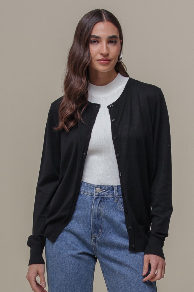 9037081 - Cardigan Gola Redonda PRETO 9037081 - Cardigan Gola Redonda PRETO