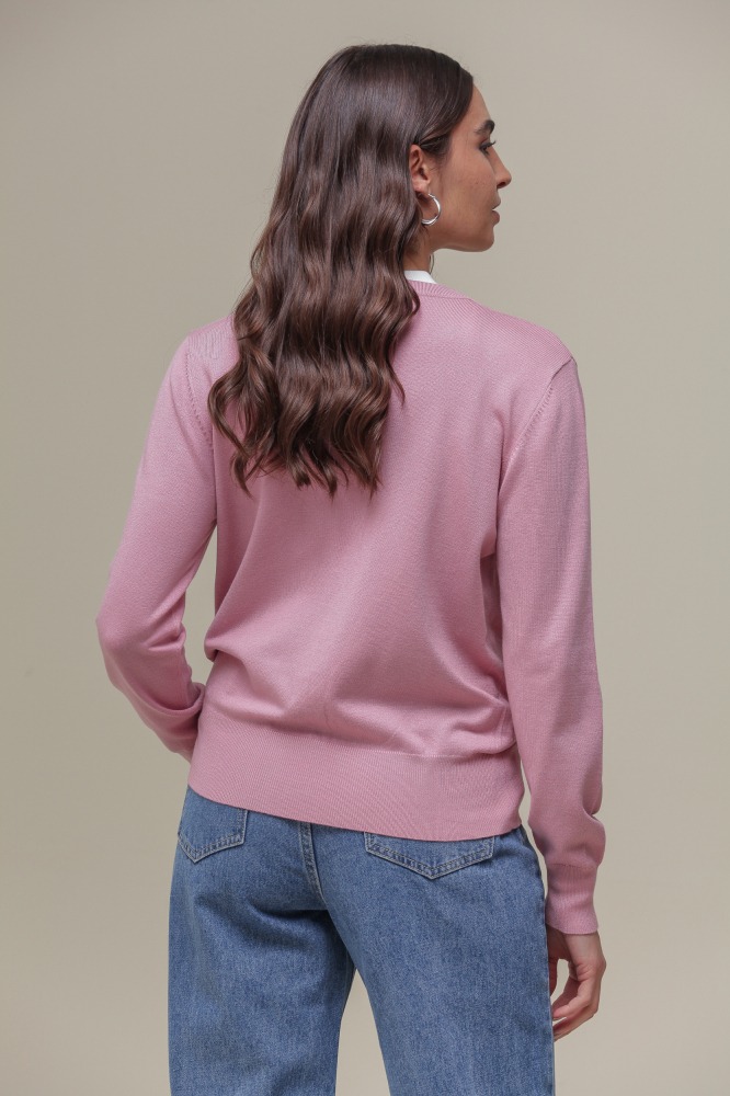 9037081- Cardigan Gola Redonda ROSÊ 9037081- Cardigan Gola Redonda ROSÊ
