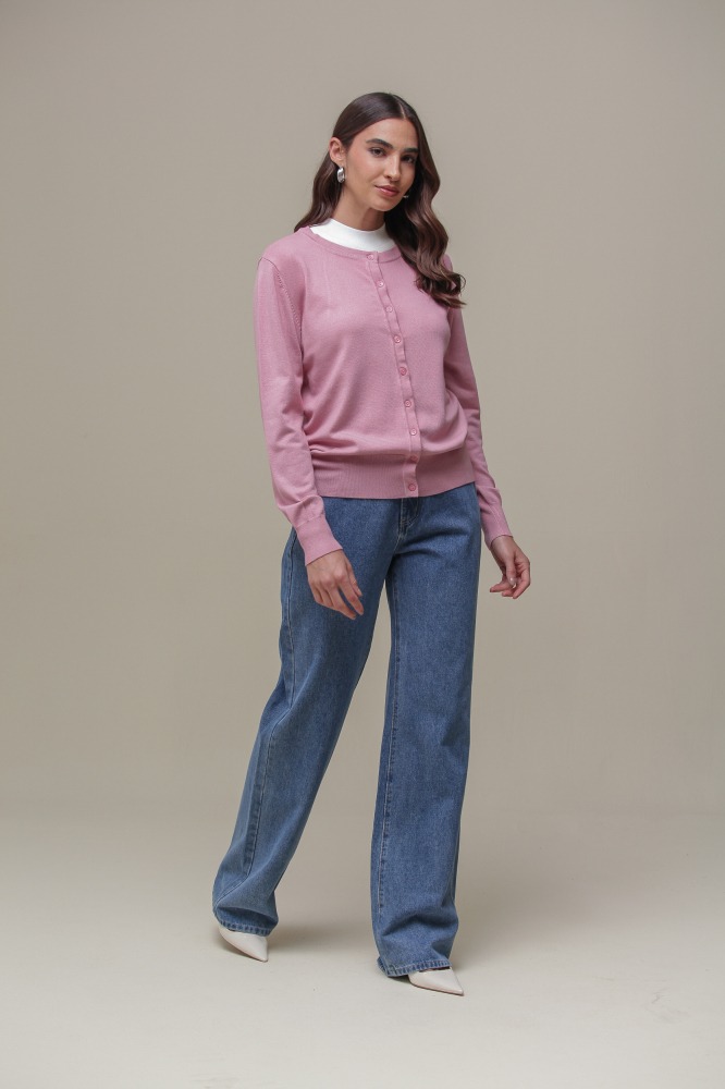 9037081- Cardigan Gola Redonda ROSÊ 9037081- Cardigan Gola Redonda ROSÊ